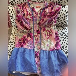 THML Pink and Blue Floral Dress